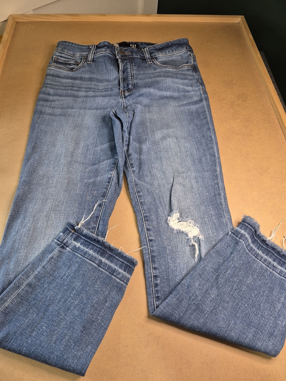 KUT from the Kloth Women's Distressed High-Rise Jeans - Medium Blue